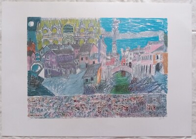 Gianpaolo Berto Acquaforte a colori Venezia Prova d'Artista