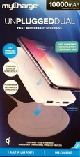 MyCharge Unplugged QI Wireless Dual USB Port 10000 Charger  White