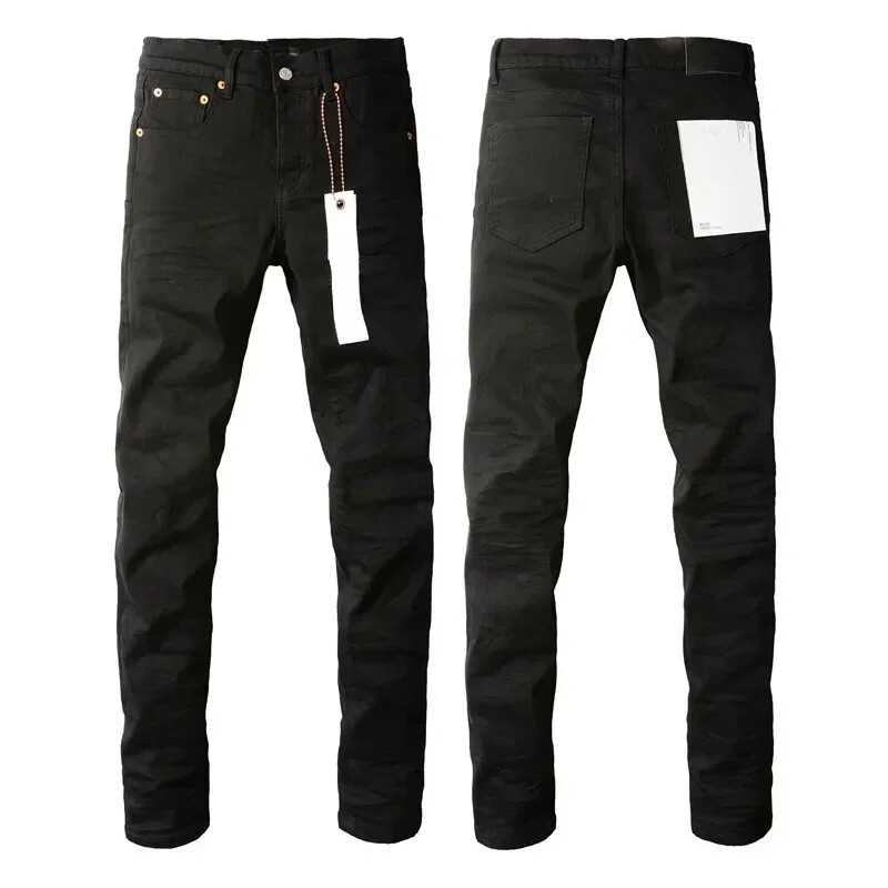 Purples Jeans Man Pleats Fashion Top Quality Repair Low Rise Skinny Denim Pants