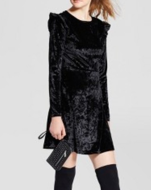 crushed velvet long sleeve dress