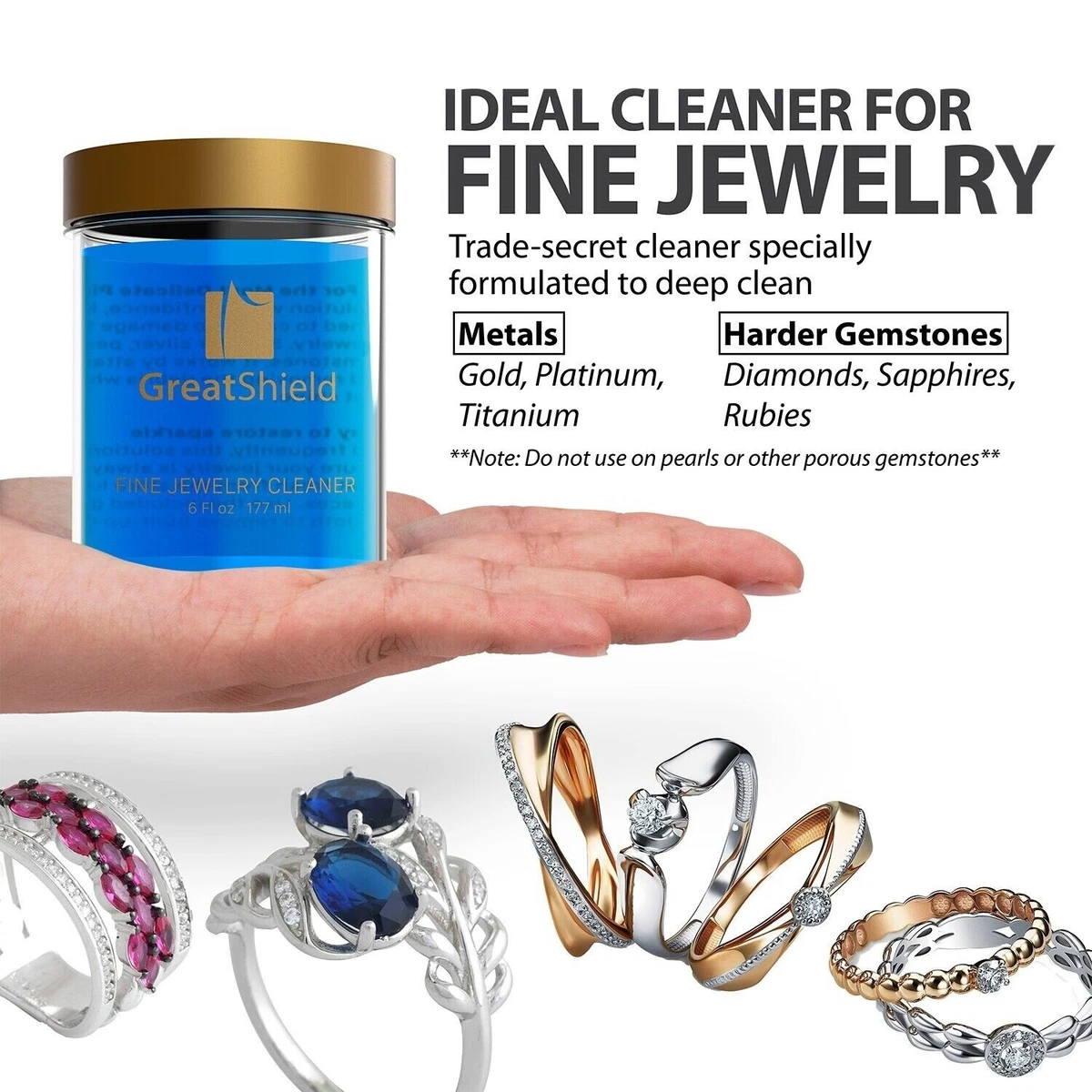 Fine Jewelry Cleaning Solution Kit With Brush Safely Clean Gold Silver  Diamond