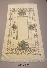 Vtg 70s NOS 1 Bath Towel w Cross Stitch Look Baskets of Flowers Made In USA