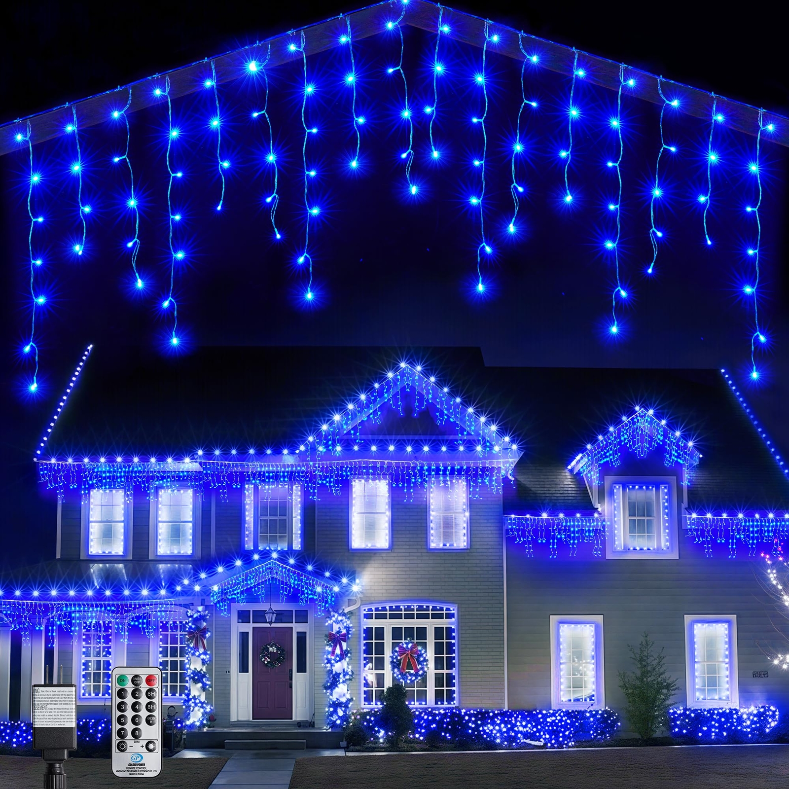 Icicle Lights Outdoor, 432 LED 33FT Christmas Lights with 81 Drops, Remote Co...