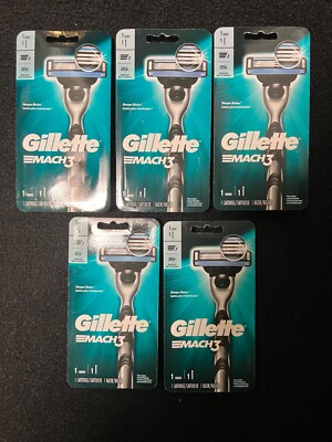 Gillette Mach3 Razors - Brand New- Total of 5 Razors & 5 Cartridges 