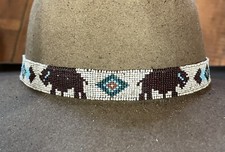 BUFFALO DIAMONDS Native Design Handmade Beaded Hatband HAT BAND NAVAJO STERLIN