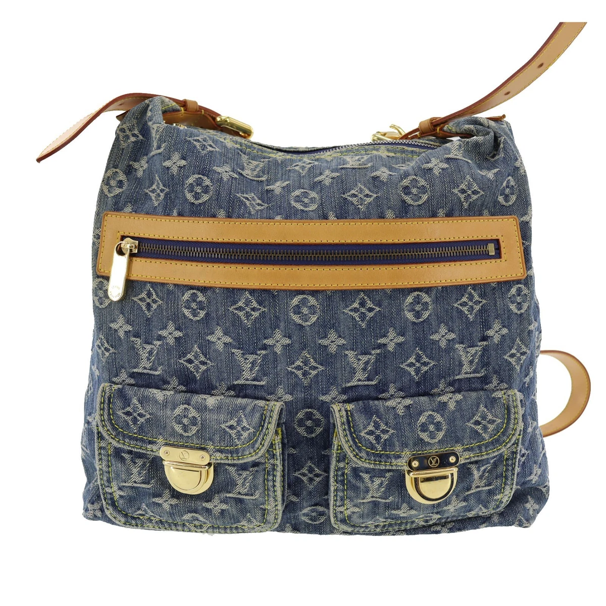 Authentic Louis Vuitton Monogram Blue Denim GM Baggy Shoulder/Cross Body Bag