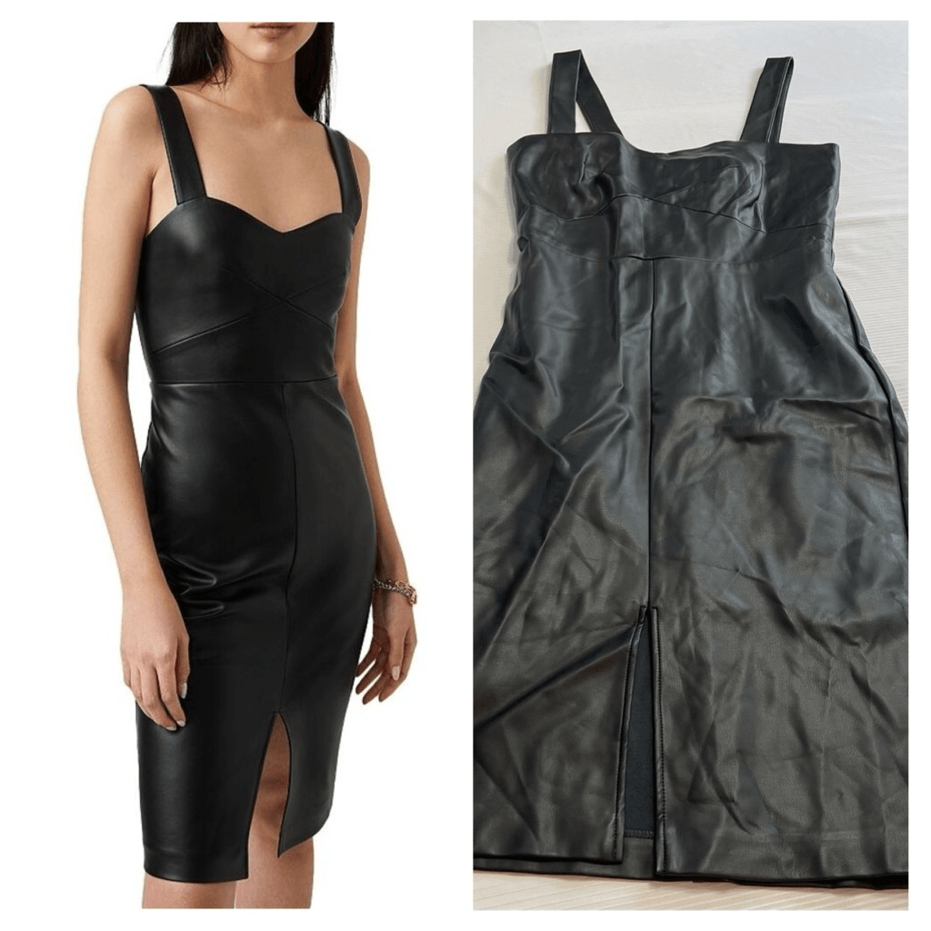 NWOT French Connection Black Crolenda Vegan Leather Dress Size XXS New NWOT French Connection Black Crolenda Vegan Leather Dress Size XXS New