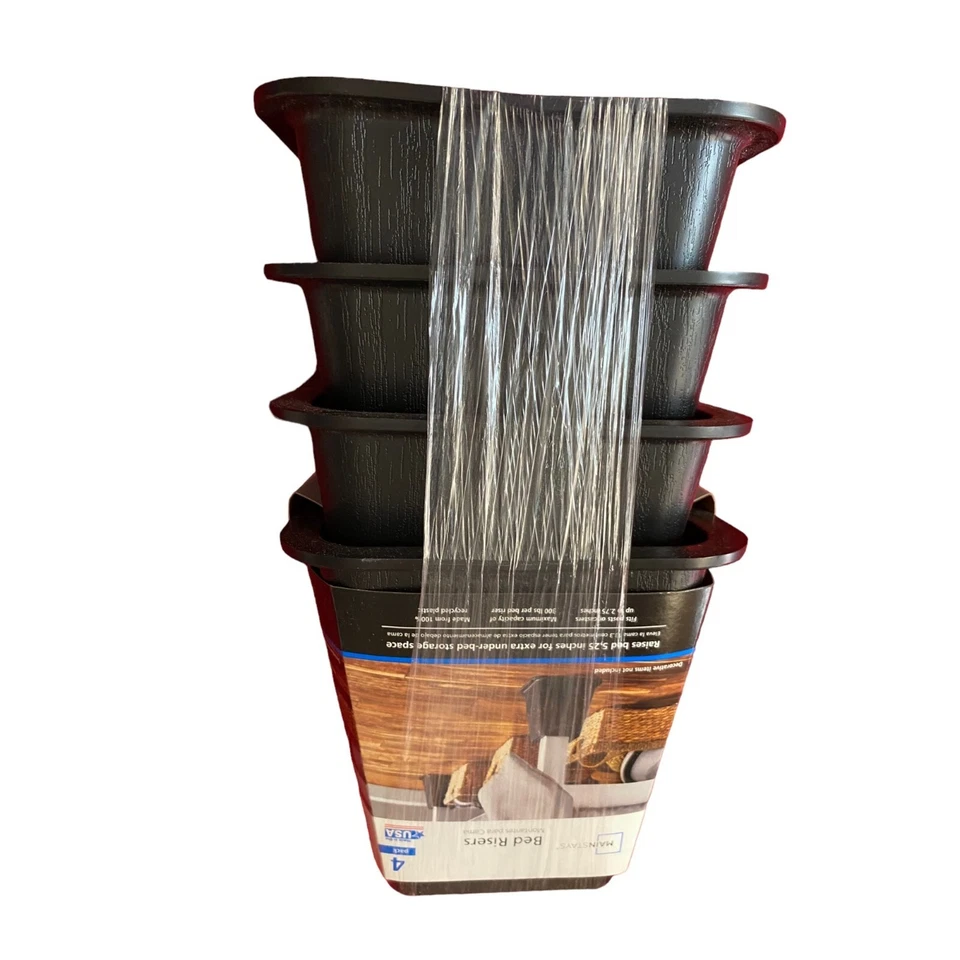 Elevadores de cama Mainstays Rich negros para levantar tu cama para crear espacio de almacenamiento Foto 2 de 4