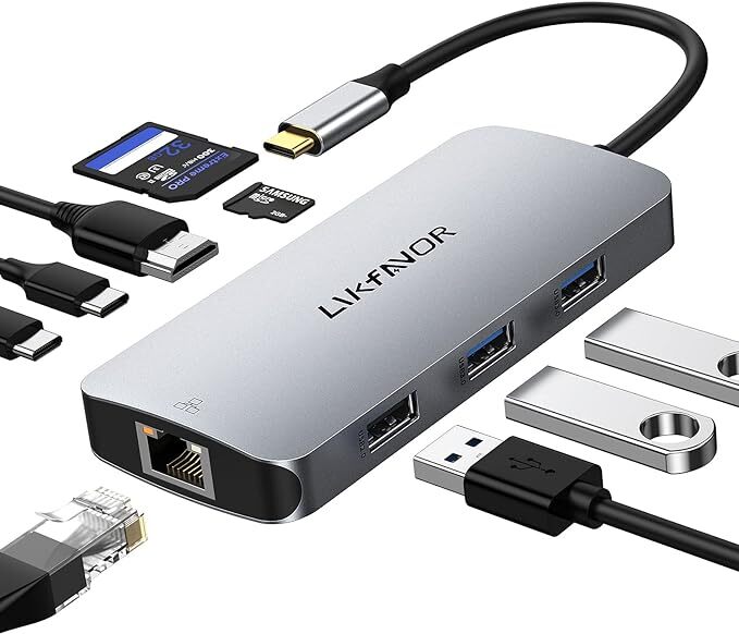 USB C Dual HDMI Adapter, USB C Laptop Docking Station 9 in 1 - Free Shipping