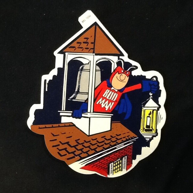 2 VINTAGE BUD MAN BUDWEISER BEER VINYL STICKER DECALS eBay