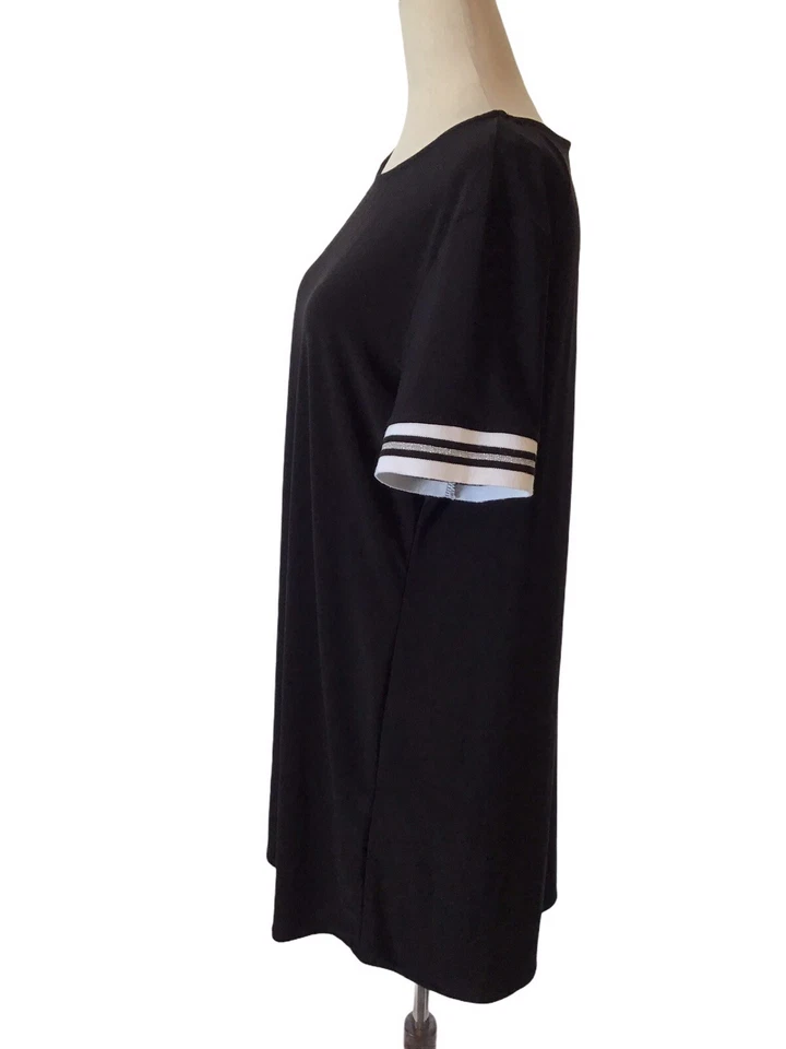 Tiana B Size XLARGE Womens Short Sleeve Black Crew Neck Short Shift Jersey Dress - Image 2 of 4