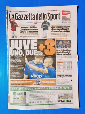 GAZZETTA DELLO SPORT 27 OTTOBRE 2014 MILAN-INTER-JUVENTUS-NAPOLI-VALENTINO ROSSI