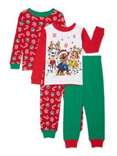 Paw Patrol Holiday Christmas 4PC Long Sleeve Tight Fit Pajama Set Boy 4T 5T