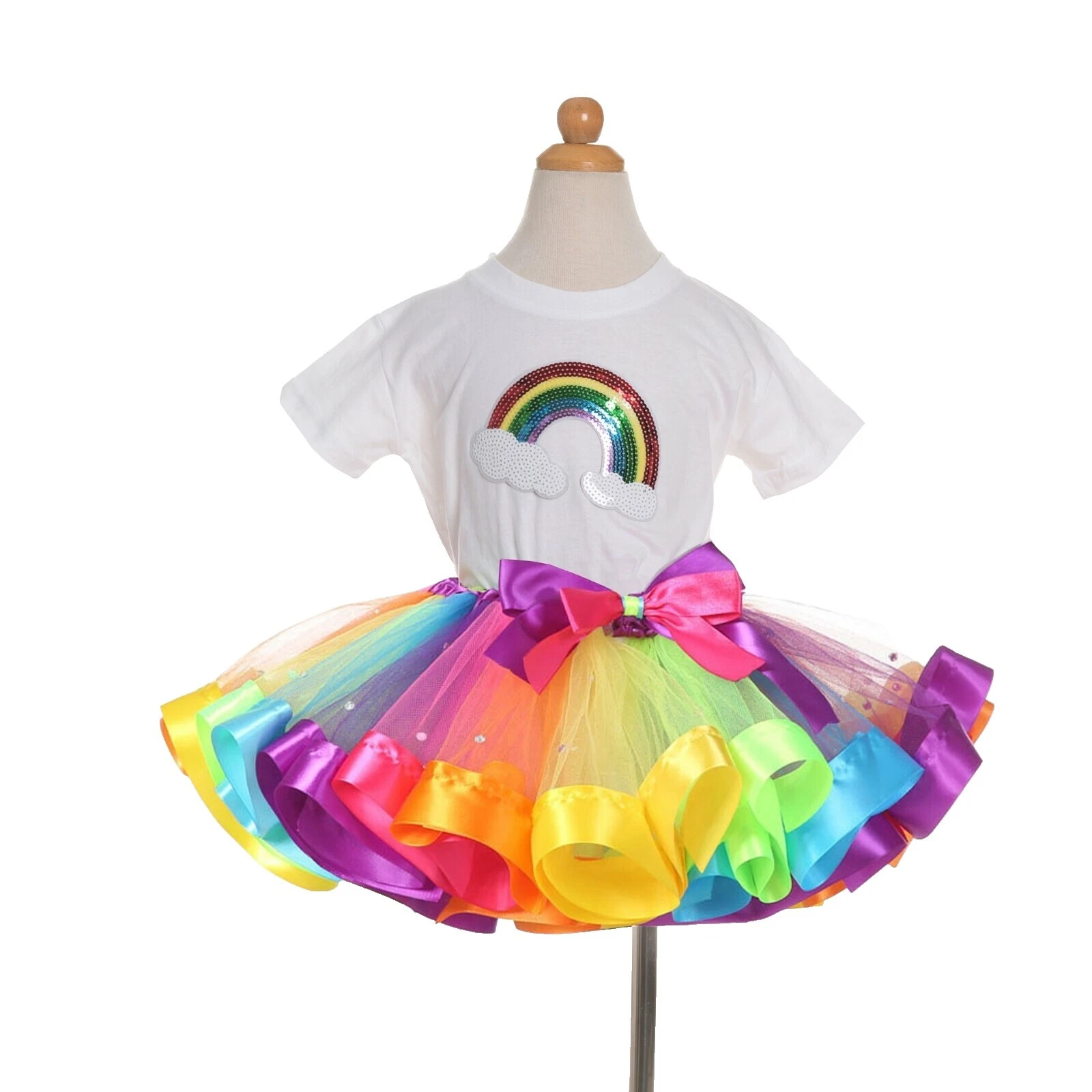 Vestido tutú multicolor arco iris para niñas