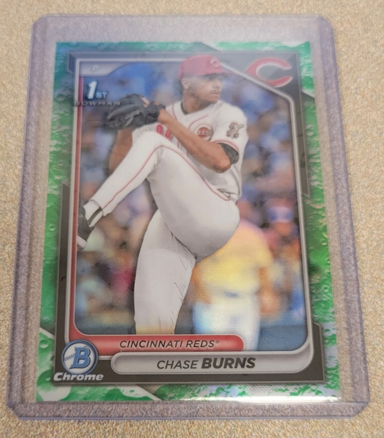 CHASE BURNS 2025 BOWMAN DRAFT CHROME BASEBALL LUNAR GLOW REFRACTOR ROOKIE BDC-55