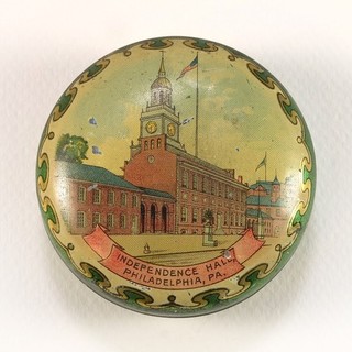 Zig Zag Confection Candy Antique Tin – Independence Hall 1910 1920 D. L. Clark