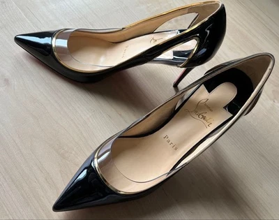 Christian Louboutin Pigalle 85 Lack Pumps Schwarz Größe 37 Rote Sohle Italy - Bild 1 von 4