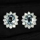 Color Change Alexandrite Oval 6.25Ct 925 Sterling Silver Handmade Halo Earrings