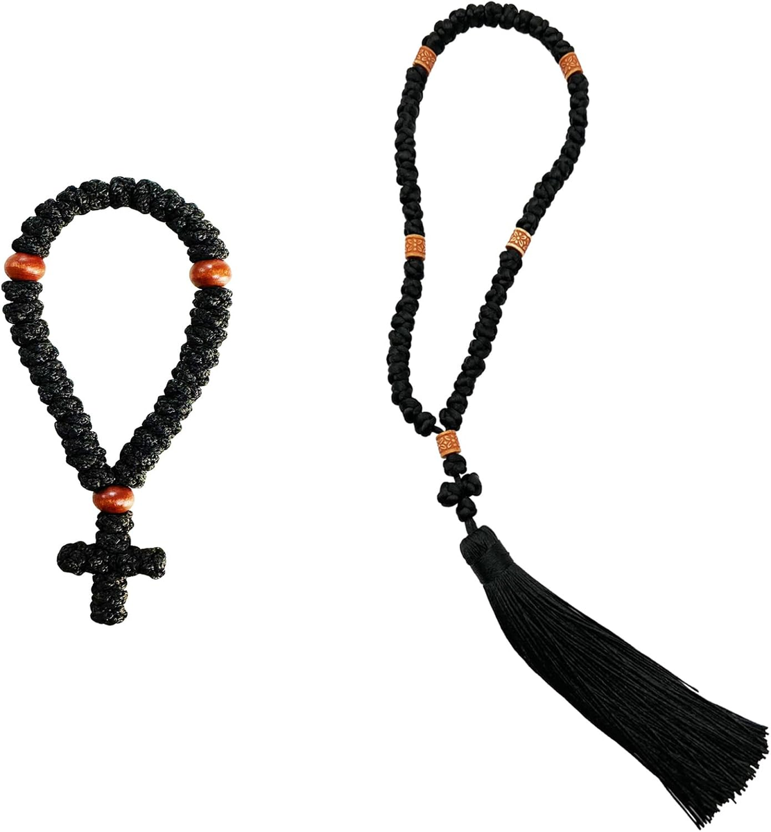2PCS Black Chotki Christian Orthodox Prayer Rope, 50 knot Handmade