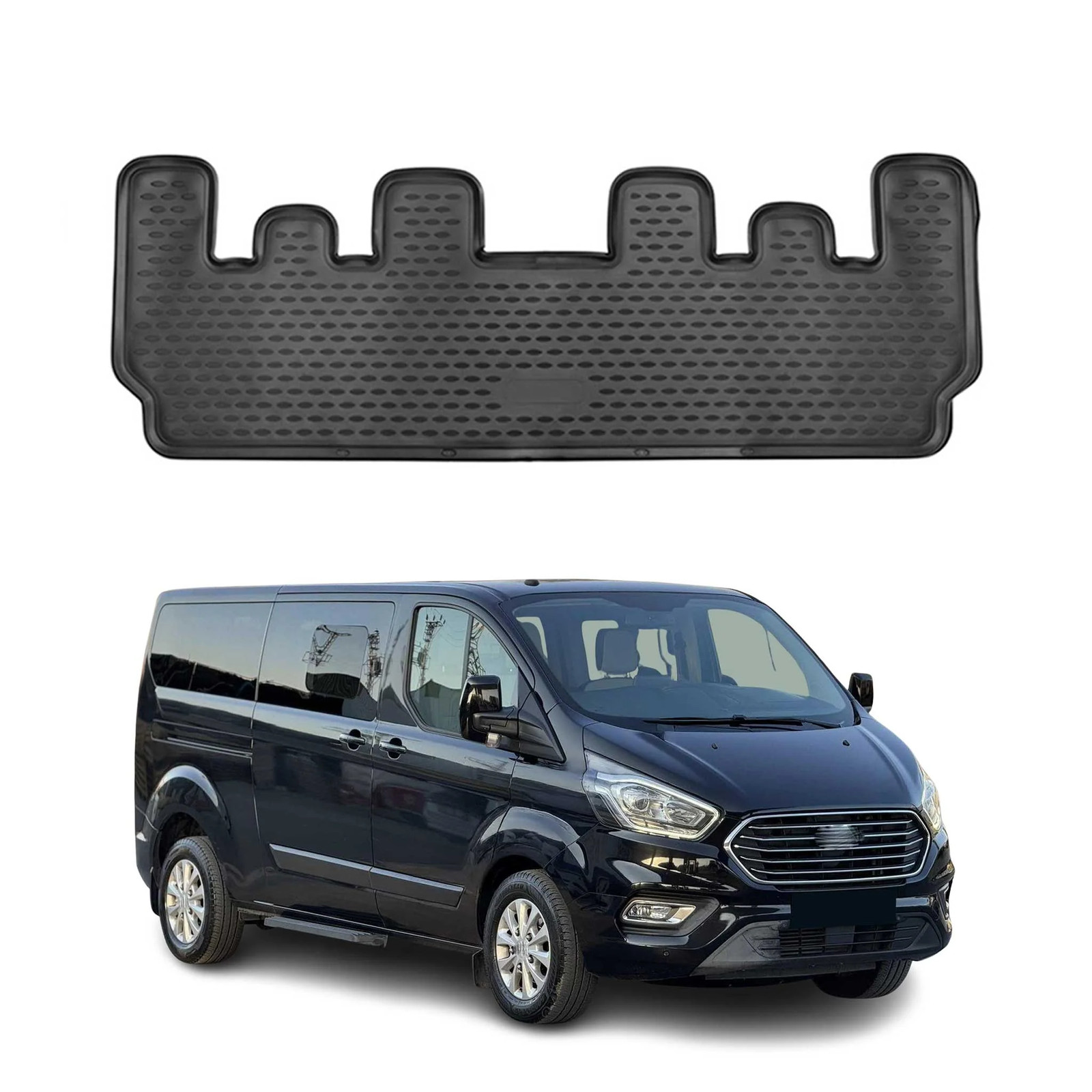 Tapis de sol de cabine OMAC caoutchouc noir Ford Transit Custom 2018-2022