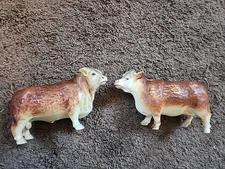 VTG LEFTON HEREFORD BULL HEIFER COW FIGURINES w LABEL #451 445 Rare
