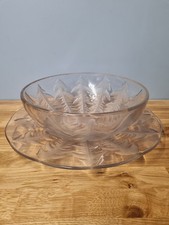 R Lalique Early Crystal Pissenlit Dandelion Bowl & Undertray Molded Mark