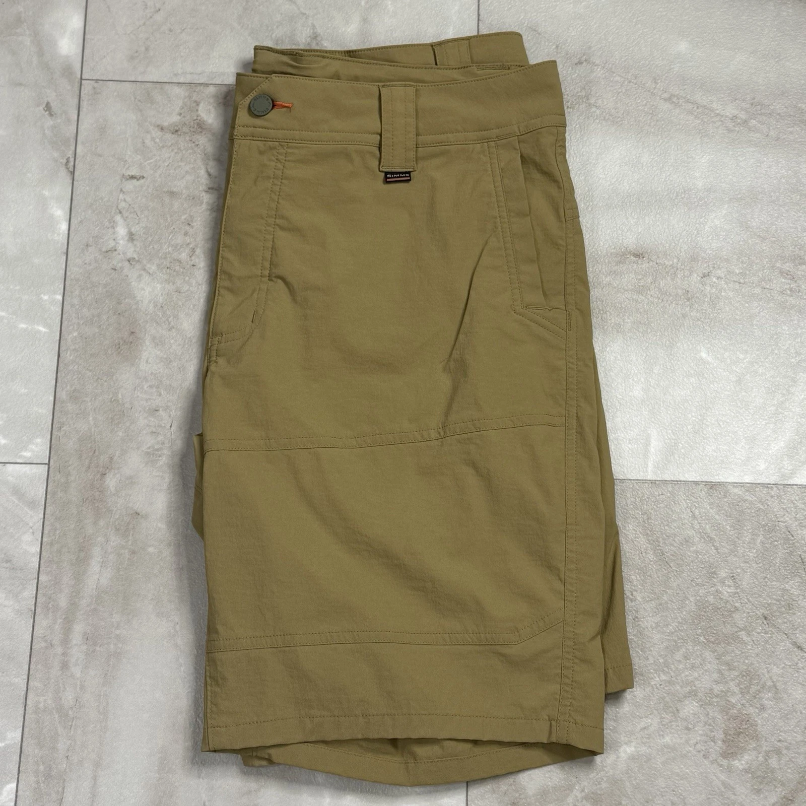 Simms Guide Shorts Mens 36 Tan Khaki Cargo Stretch Fly Fishing Outdoor 9"