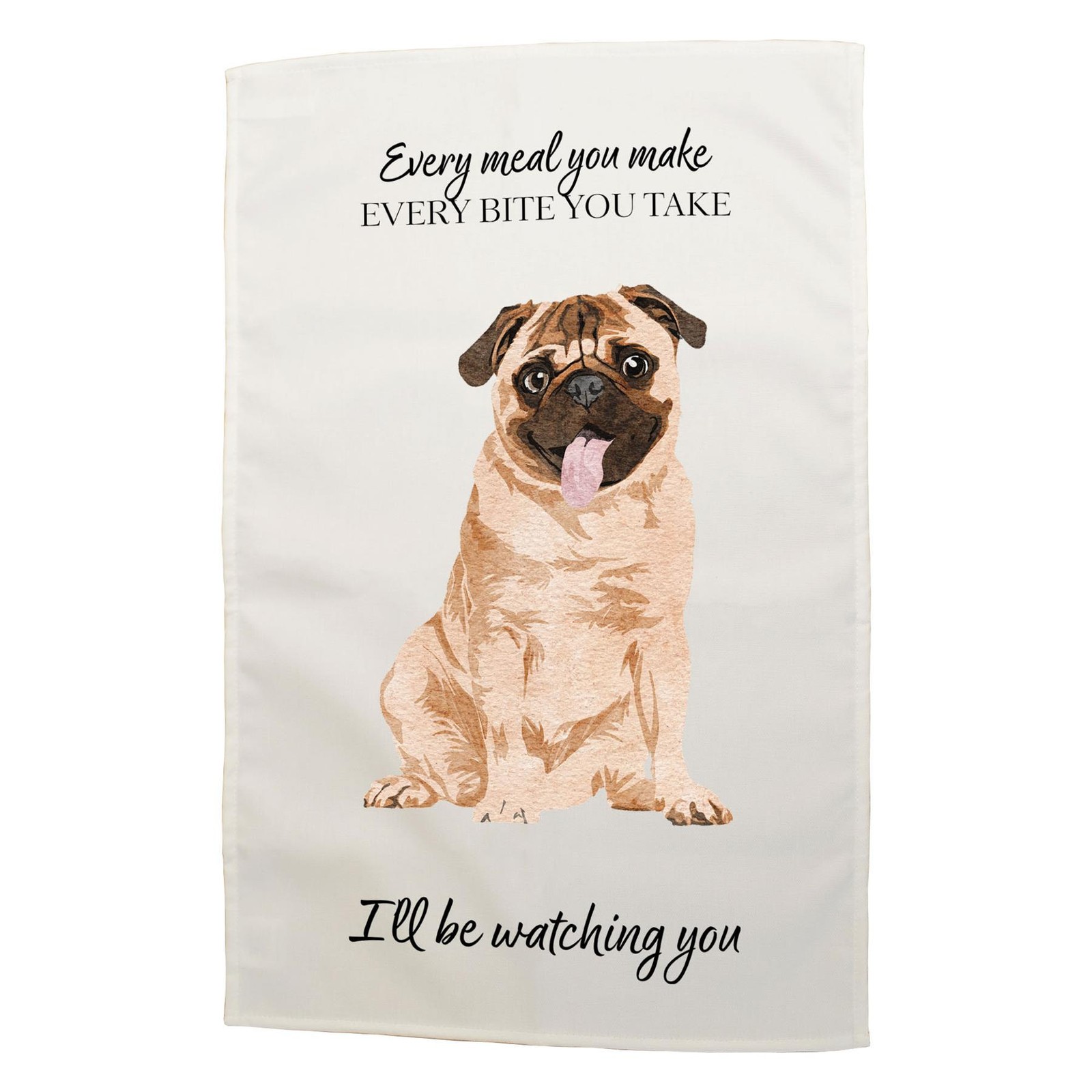 Pug Dog Decorative Gift Dog Lover Cotton Rectangle Tea Towel