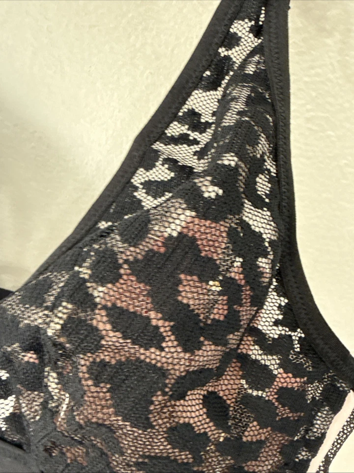 Victoria's Secret Bra Womens Small Black Semi Sheer Animal Print Very Sexy NEW - Image 2 of 4