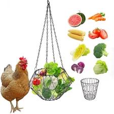 Hanging Chicken Feeder Accessories, Foldable 6.5Inch Large Poultry Vegetable Fru