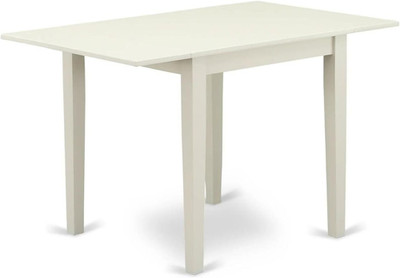 Norden Mid-Century Modern Dropleaf Dining Table, Linen White, 30x48 Inch