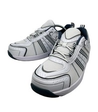OrthoFeet 610 Men  s Walking Shoes White Blue Size 8 4E X  Wide Comfort Orthopedic