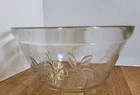 Vintage Federal Glass Clear Glass 9" Mixing Bowl Apple Blossom Pattern