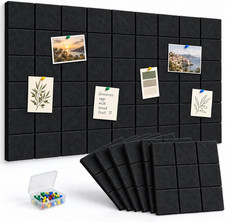 36" X 24" Large Black Cork Board Alternative - 6 Pack Felt Bulletin Board with 3