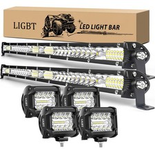 LIGBT 2Pcs 21 Inch 204W Slim LED Light Bar 4PCS Pods