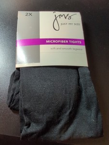 Just My Size 2X Microfiber Tights Black Nylon & Spandex Soft Smooth Legwear New