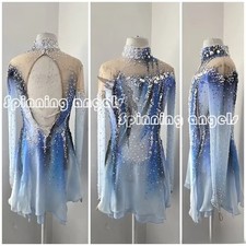 Figure Skating Dress Women's / Girls' Ice Skating Dress blue dyeing