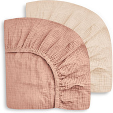 2-Pack Muslin Crib Sheets for Boys  Girls, 52"X28", Light Bean Paste