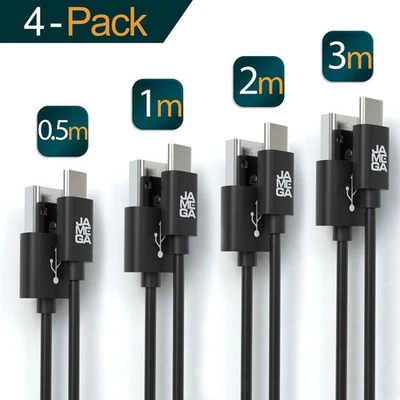 USB C Kabel | Unicolor | Schwarz - 0,5m - 3m || 4er Set - Bild 1 von 4