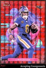 2025 Finest Red Geometric Refractor #124 Lamar Jackson 3/5 RAVENS