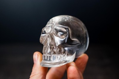 Real Crystal Skull in Natural Crystal-Clear Diamantina Quartz