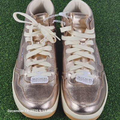 Skechers Women's Sport Court 2.0 High Top Metallic Sneaker Women's Size 11 Gold 