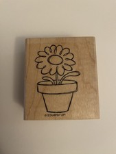 New Stampin Up Flower In Pot Wood Mounted Rubber Stamp RS82