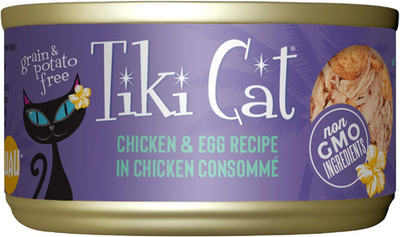 Tiki Cat Luau Shredded Meat, Chicken and Egg Recipe in Chicken Broth, Grain-Free