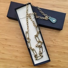 Vintage 90s Liz Claiborne Continuous Loop Metal Link Statement Necklace