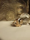 VINTAGE 10K YELLOW & WHITE GOLD SIGNET RING WITH BLACK ONYX & MANS HEAD ON FACE