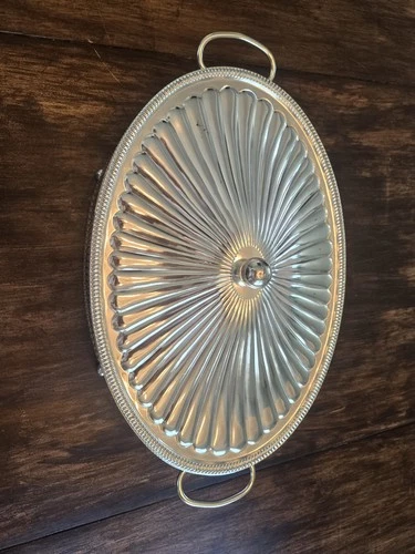 Vintage Pyrex Silver Plated Casserole Server With Lid And Glass Oval Dish