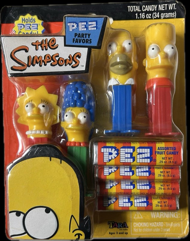 The Simpsons PEZ 4 Dispensers Set Homer Bart Marge Lisa w/ Assorted Fruit Candy
