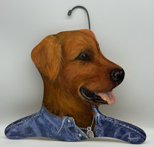 Vintage Annie Rhinehart Anthropomorphic Golden Retriever Wooden Dog Art Hanger
