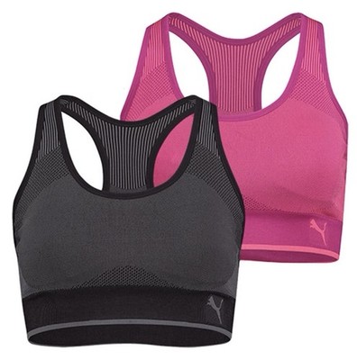 PUMA Sports Bra Active Support Pink \u0026 Black 2 Pack Size S for sale online |  eBay UK